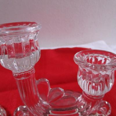 Vintage Jeannette glass double candle stick holder