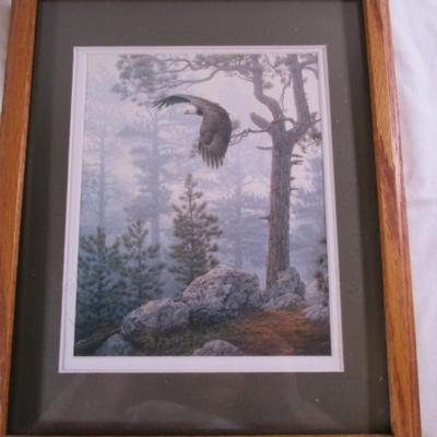 Wood scene picture with eagle