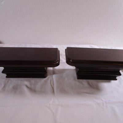 2 Mahogany wood accent wall floating shelves
