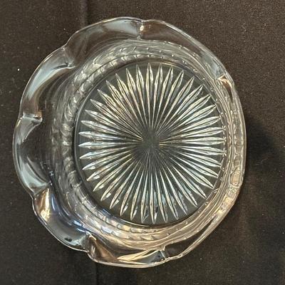 Lot of Vintage Clear Glass Dishes & Art Deco Style Vase