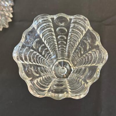Lot of Vintage Clear Glass Dishes & Art Deco Style Vase