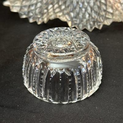 Lot of Vintage Clear Glass Dishes & Art Deco Style Vase