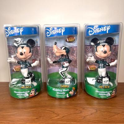 LOT 3B: NIP Disney Bobble Dobbles Philadelphia Eagles Football Bobbleheads - 2 Mickeys & Goofy