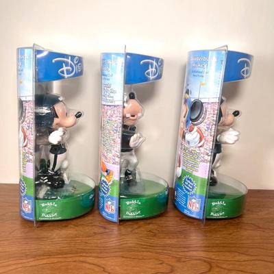 LOT 3B: NIP Disney Bobble Dobbles Philadelphia Eagles Football Bobbleheads - 2 Mickeys & Goofy