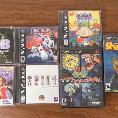 LOT 12B: NIP PlayStation 2 Shark Tale & SpongeBob Lights Camera Pants! w/ Collection of PS1 Games - Spice Girls, Men in Black,...