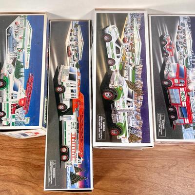 Lot 20B: Hess Trucks w/ Boxes - Rescue Truck, Fire Truck, Emergency Truck w/ Rescue Vehicle & Toy Truck and Race Car