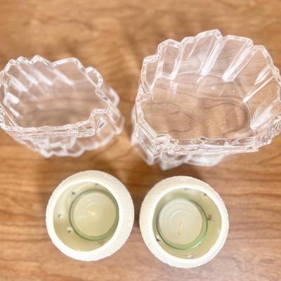 LOT 23B: Department 56 Snowbabies - "Tower of Light" Ice Castle Lamp, Egg Trinket box, Mini Photo Frames, Candle Holders &...