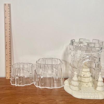 LOT 23B: Department 56 Snowbabies - "Tower of Light" Ice Castle Lamp, Egg Trinket box, Mini Photo Frames, Candle Holders &...