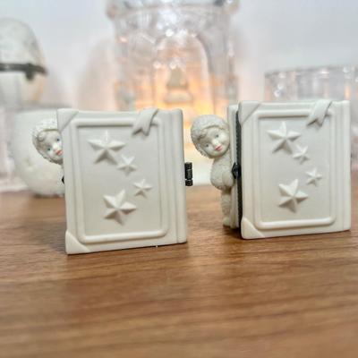 LOT 23B: Department 56 Snowbabies - "Tower of Light" Ice Castle Lamp, Egg Trinket box, Mini Photo Frames, Candle Holders &...