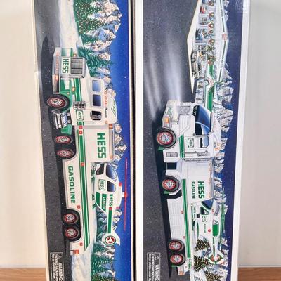 LOT 29B: Hess Trucks w/ Boxes - Toy Truck and Front Loader, Race Car and Racer & Toy Truck and Helicopter (2)