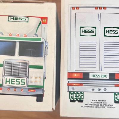 LOT 30B: Hess Trucks w/ Boxes - Monster Truck w/ Motorcycles, Toy Truck and Jet & Toy Truck and Racecars