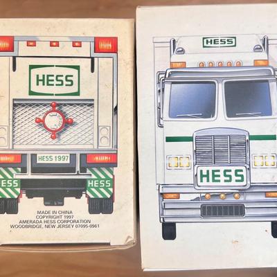 LOT 30B: Hess Trucks w/ Boxes - Monster Truck w/ Motorcycles, Toy Truck and Jet & Toy Truck and Racecars
