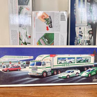 LOT 30B: Hess Trucks w/ Boxes - Monster Truck w/ Motorcycles, Toy Truck and Jet & Toy Truck and Racecars