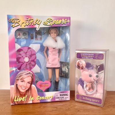 LOT 31B: 1999 Play Along Britney Spears Live in Concert Doll NRFB & Limited Edition Britney Spears Bear in Case