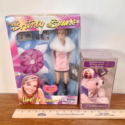 LOT 31B: 1999 Play Along Britney Spears Live in Concert Doll NRFB & Limited Edition Britney Spears Bear in Case
