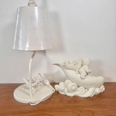 LOT 37B: Department 56 Snowbabies - 2000 "Ride the Wave" Dolphin Figure & Display Lamp