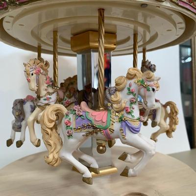 LOT 48 B: 1997 Numbered Limited Edition The S. F. Music Box Co. Les Fleurs d' Amour Carousel Collection Musical Carousel "Waltz...
