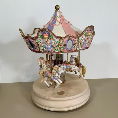 LOT 48 B: 1997 Numbered Limited Edition The S. F. Music Box Co. Les Fleurs d' Amour Carousel Collection Musical Carousel "Waltz...