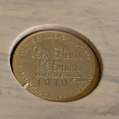 LOT 48 B: 1997 Numbered Limited Edition The S. F. Music Box Co. Les Fleurs d' Amour Carousel Collection Musical Carousel "Waltz...