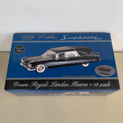 LOT 65 A: Sunset Coach by Precision Miniatures 1959 Cadillac Superior Crown Royale Landau Hearse 1:18 Scale Model #PMSC-01B