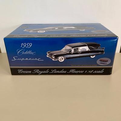LOT 65 A: Sunset Coach by Precision Miniatures 1959 Cadillac Superior Crown Royale Landau Hearse 1:18 Scale Model #PMSC-01B