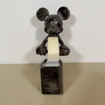 LOT 72 A: Disney Mickey Mouse Faux Marble Office Desk Set w/ NIP Pencils; Coaster, Pencil Holder, Tape Dispenser, & Stapler