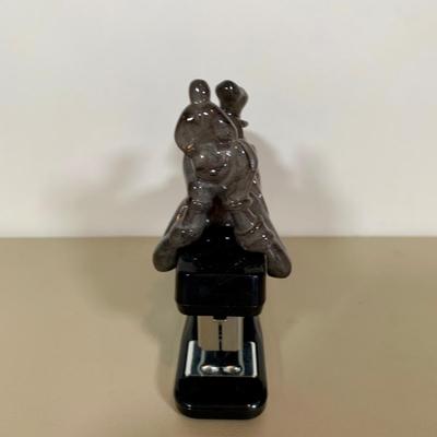 LOT 72 A: Disney Mickey Mouse Faux Marble Office Desk Set w/ NIP Pencils; Coaster, Pencil Holder, Tape Dispenser, & Stapler