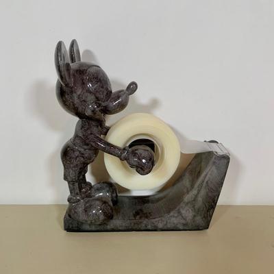 LOT 72 A: Disney Mickey Mouse Faux Marble Office Desk Set w/ NIP Pencils; Coaster, Pencil Holder, Tape Dispenser, & Stapler