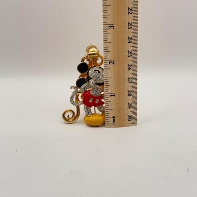 LOT 82B: Disney Gallery Swarovski Crystal Limited Antique Mickey Brooch w/ Easel Display Stand