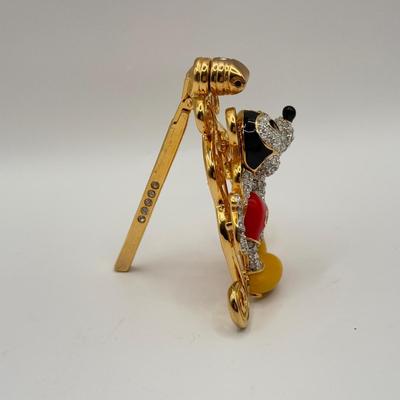 LOT 82B: Disney Gallery Swarovski Crystal Limited Antique Mickey Brooch w/ Easel Display Stand