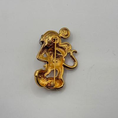 LOT 82B: Disney Gallery Swarovski Crystal Limited Antique Mickey Brooch w/ Easel Display Stand