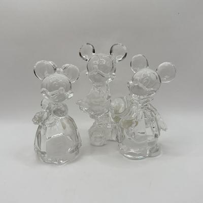 LOT 83B: Disney Lenox Mickey & Minnie Crystal Salt & Pepper Shakers & Crystal Mickey Mouse made in Germany