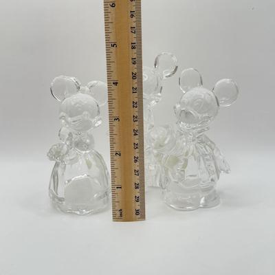 LOT 83B: Disney Lenox Mickey & Minnie Crystal Salt & Pepper Shakers & Crystal Mickey Mouse made in Germany