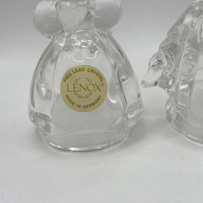 LOT 83B: Disney Lenox Mickey & Minnie Crystal Salt & Pepper Shakers & Crystal Mickey Mouse made in Germany