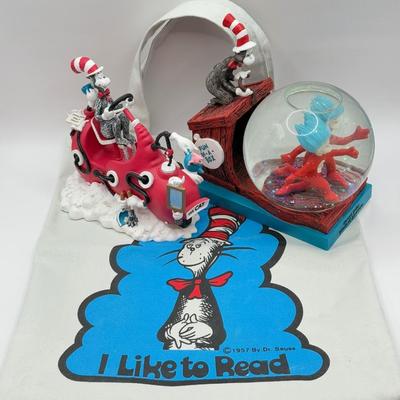 LOT 85B: Dr. Seuss Cat in the Hat Universal Studios Islands of Adventure Seuss Landing Collection - Red Machine Car, Snowglobe & I...