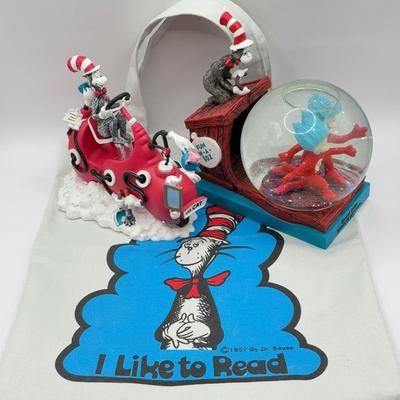 LOT 85B: Dr. Seuss Cat in the Hat Universal Studios Islands of Adventure Seuss Landing Collection - Red Machine Car, Snowglobe & I...