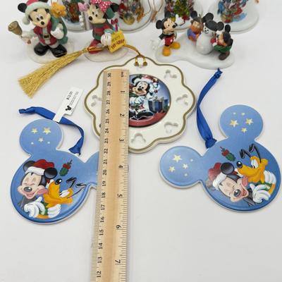 LOT 87B: Disney Ceramic Christmas Ornaments & Figures incl. Department 56 "75 Years with Mickey" Snowman Figurine