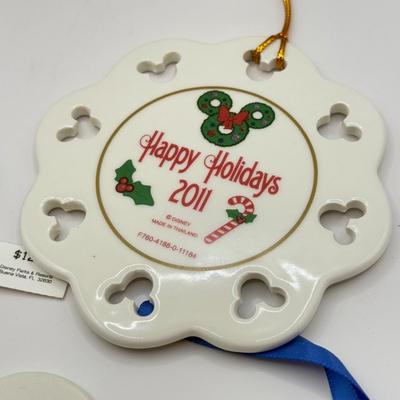 LOT 87B: Disney Ceramic Christmas Ornaments & Figures incl. Department 56 "75 Years with Mickey" Snowman Figurine