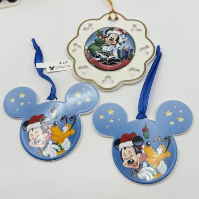 LOT 87B: Disney Ceramic Christmas Ornaments & Figures incl. Department 56 "75 Years with Mickey" Snowman Figurine