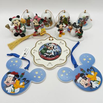 LOT 87B: Disney Ceramic Christmas Ornaments & Figures incl. Department 56 "75 Years with Mickey" Snowman Figurine