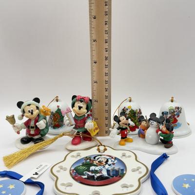 LOT 87B: Disney Ceramic Christmas Ornaments & Figures incl. Department 56 "75 Years with Mickey" Snowman Figurine