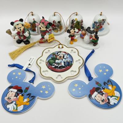LOT 87B: Disney Ceramic Christmas Ornaments & Figures incl. Department 56 "75 Years with Mickey" Snowman Figurine