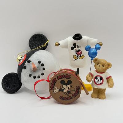 LOT 89B: Disney Mickey Mouse Club Ornaments, 2007 Hallmark Mickey Mouse T-Shirt Ornament & Cherished Teddies "Jeri" Figurine