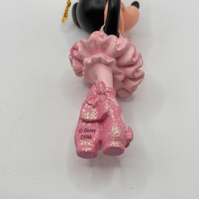 LOT 90B: Disney Ornaments - Minnie Mouse Ballerina, 2004 Hallmark Mickey and Minnie in Car & 2003 Hallmark Mistletoe Clip On