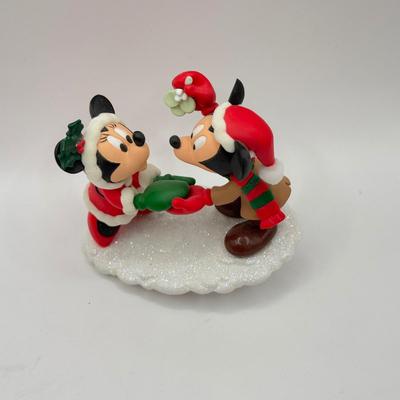 LOT 90B: Disney Ornaments - Minnie Mouse Ballerina, 2004 Hallmark Mickey and Minnie in Car & 2003 Hallmark Mistletoe Clip On