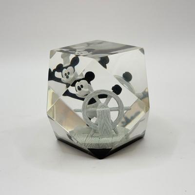 LOT 91B: 2003 Disney Hallmark Keepsake Steamboat Willie Magic Ornament & Mickey Mouse Steamboat Willie Faceted Acrylic Lucite...