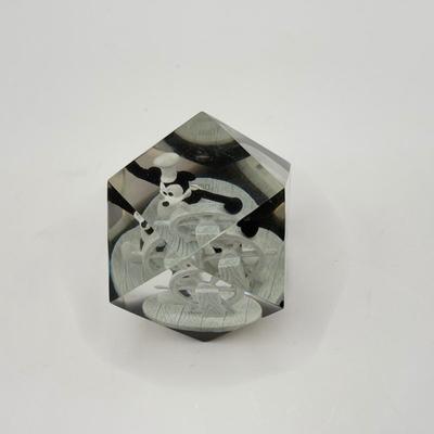 LOT 91B: 2003 Disney Hallmark Keepsake Steamboat Willie Magic Ornament & Mickey Mouse Steamboat Willie Faceted Acrylic Lucite...