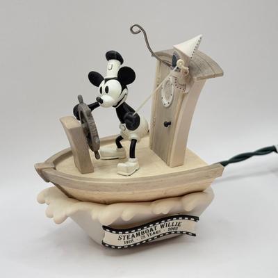 LOT 91B: 2003 Disney Hallmark Keepsake Steamboat Willie Magic Ornament & Mickey Mouse Steamboat Willie Faceted Acrylic Lucite...