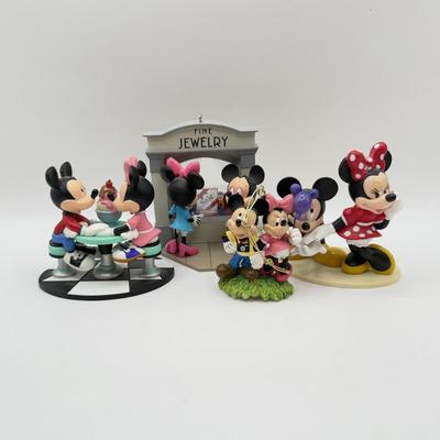 LOT 92B: Disney Mickey & Minnie Ornament collection - 2005 Hallmark Soda Shop, 2008 Hallmark Window-Shopping & More