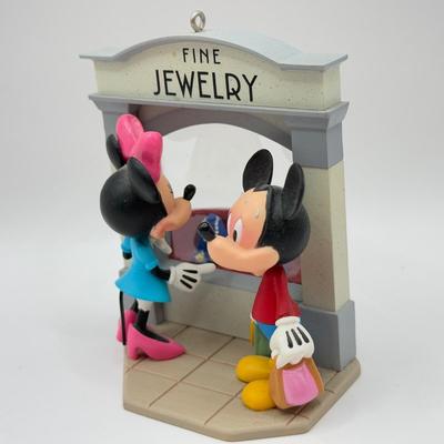 LOT 92B: Disney Mickey & Minnie Ornament collection - 2005 Hallmark Soda Shop, 2008 Hallmark Window-Shopping & More